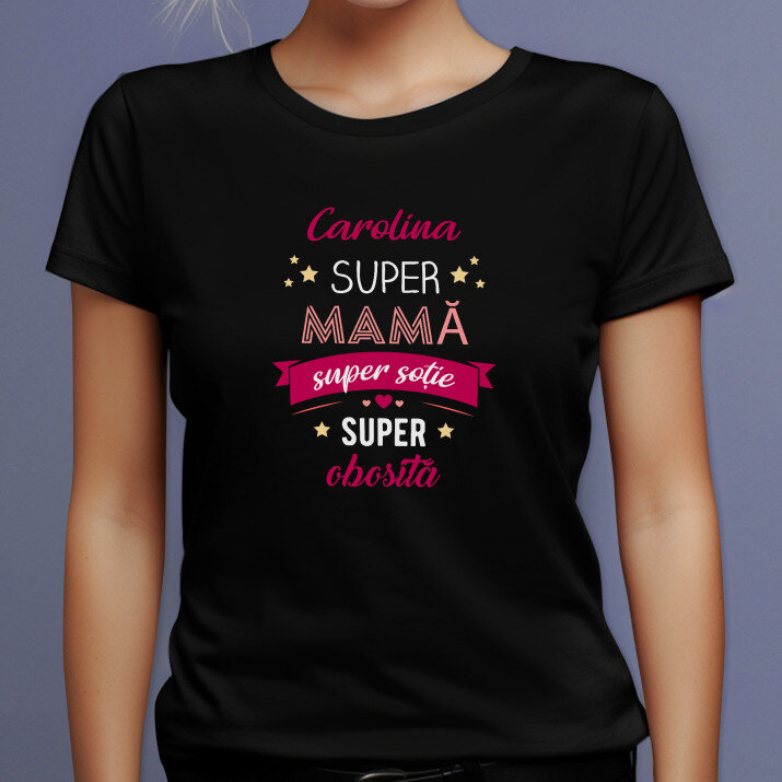 Super obosită - Tricou negru pentru femei