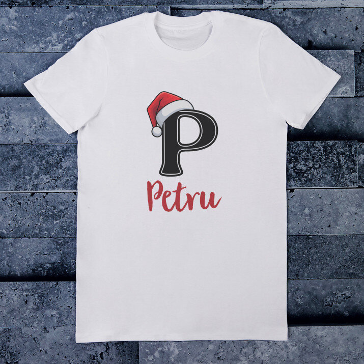 Inițală de Crăciun cu nume - Tricou pentru bărbați
