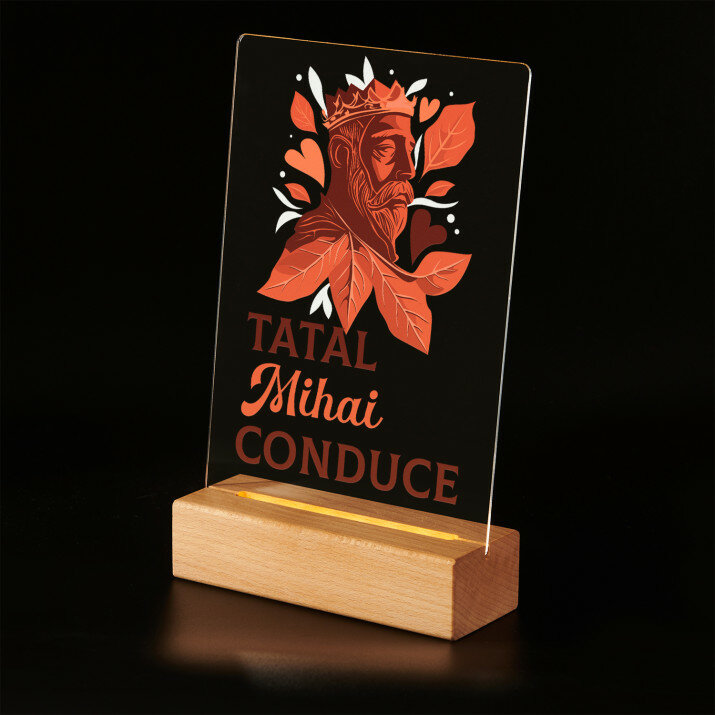Tata conduce - Imprimare pe sticlă acrilică cu suport LED
