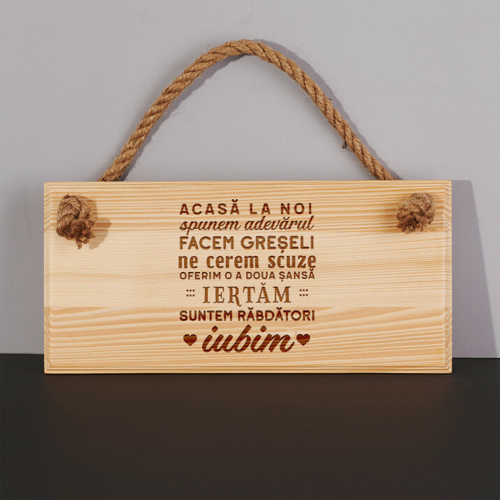 Acasă la noi - Placă de lemn