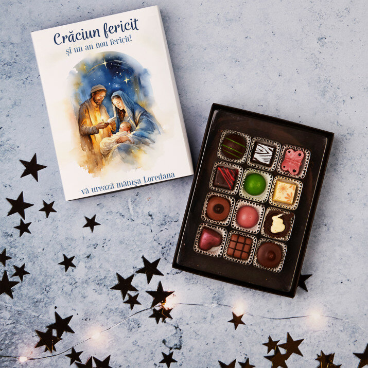 Crăciun fericit grajd - Praline din ciocolată belgiană