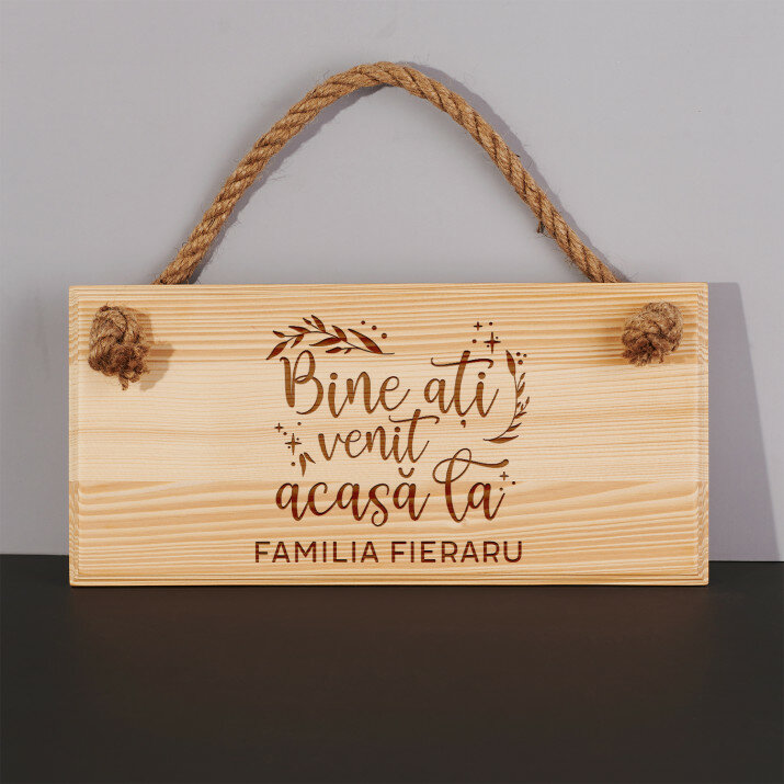 Bine ați venit - Placă de lemn