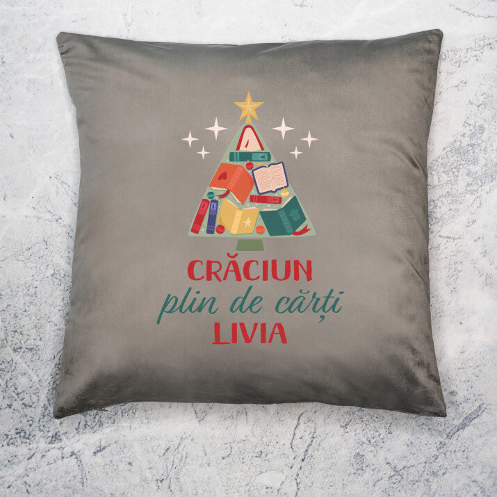 Crăciun plin de cărți - Pernă