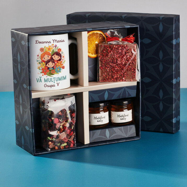 Set cadou pentru educatoarecu cană și ceai