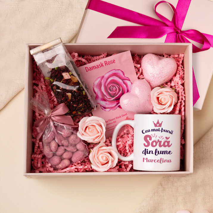 Set cu cană și spa cu trandafiri pentru soră
