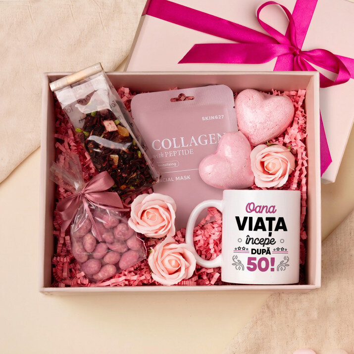 Set cu cană și spa cu trandafiri de a 50 aniversare