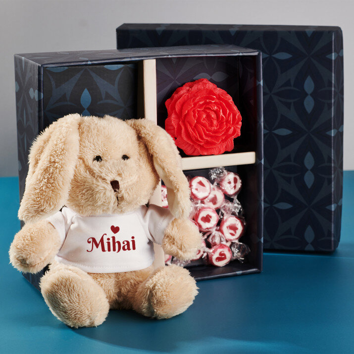 Set cadou de Ziua Îndrăgostiților, cu jucărie de pluș