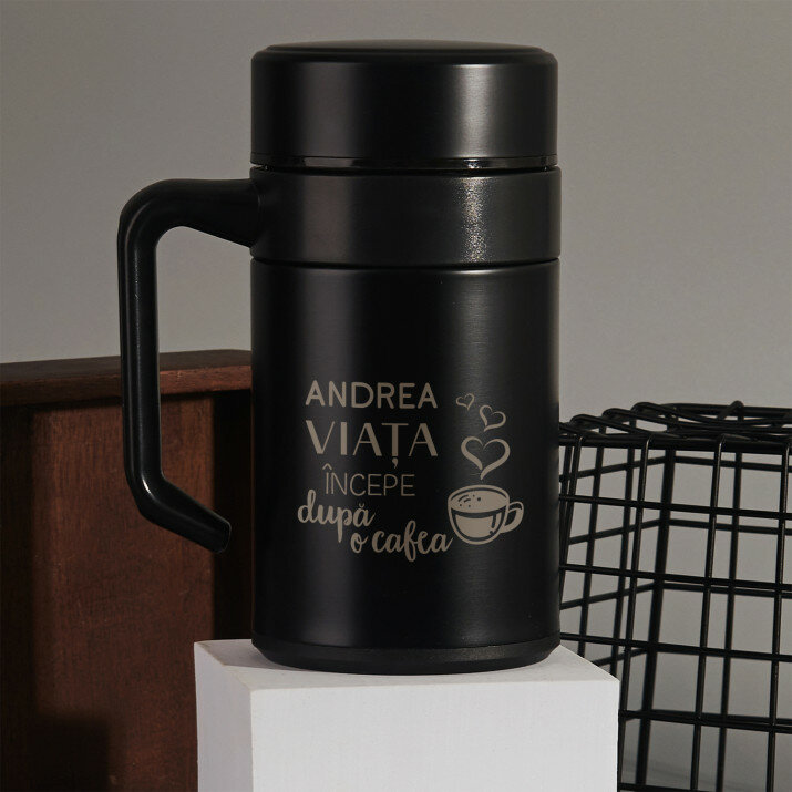 Viața de după cafea - Cană termică cu mâner