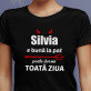 Bună la pat - Tricou negru pentru femei