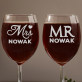 Mr&Mrs - Două pahare pentru vin cu gravură